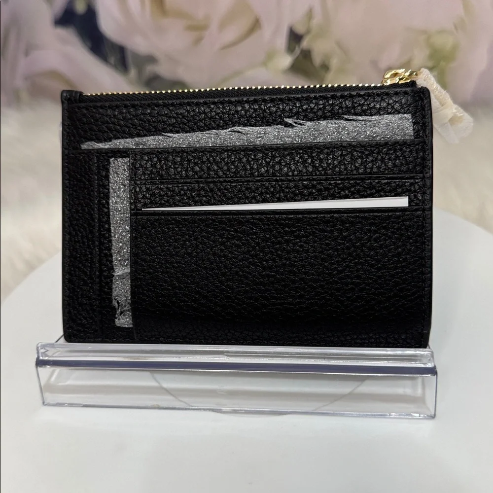 Kate Spade Black Card Wallet with Gold Accent